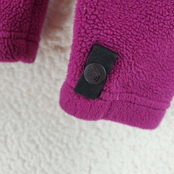 North Face Women XS Pink Purple Khumbu Zip Up Fleece Jacket Sweatshirt Flashdry - Picture 7 of 10